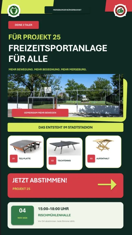 Bürgerbudget 2026 - Eure Taler für unser Projekt