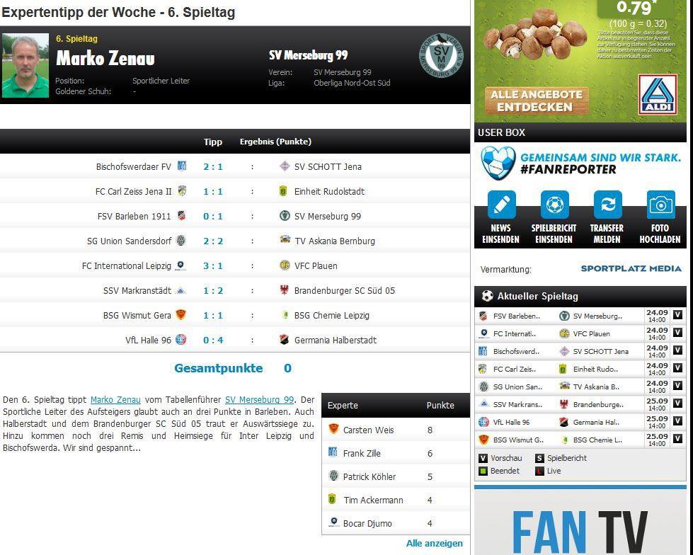 Expertentipp auf der Facebookseite Oberliga Nord-Ost Süd